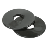 Two black rubber bit guards on a white background