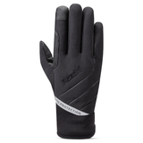 A single black Rocci glove shown from the back, featuring a textured grip on the fingertips, diagonal stitched paneling, and a white band near the cuff with the text 'PRO PROTECTION'.