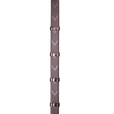 Close up of brown rubber rein on white background