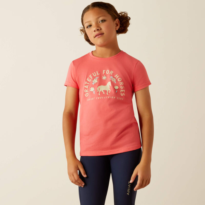 Ariat Youth Grateful Short Sleeve T-Shirt in Coral Paradise