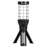 A black VIVI Technology bug trap light with a tripod base, featuring a wire cage body and a power switch on the front.