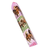 Pink rubber with horse designs on a white background.