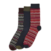 3 colour socks on white background