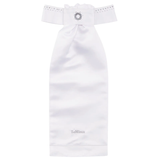 White equine stock tie with blue crystals on white background