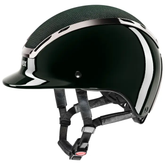 Black shiney riding helmet on white background