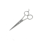 Pair of silver scissors on a white background