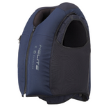 Blue and black inflated air jacket with Helite logo on a white background