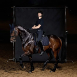 Horse and rider on dark background