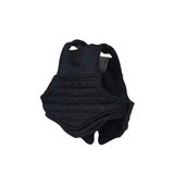 Black equestrian toy bib on a white background
