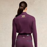Logo detail on the reverse of the Holland Cooper Crystal Base Layer in Aubergine