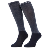Pair of navy knee length socks 'LeMieux' brand on white background