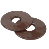Two brown rubber bit guards on a white background