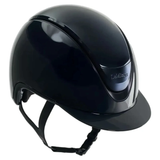 Black riding helmet with 'LeMieux' branding on a white background