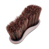 LeMieux AW26 Flicky Brush Varient Navy. A horse grooming brush with dark reddish-brown bristles and a pale pink plastic handle, shown on a plain white background.