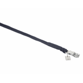 Navy rope with metal clasp on white background