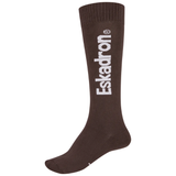 Brown sock with 'Eskadron' logo on a white background