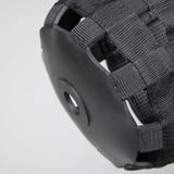 Black horse muzzle on a light gray background
