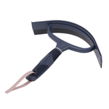 LeMieux AW26 Sweat Scraper Varient Navy. A dark navy blue horse sweat scraper with a textured handle and a pink leather strap, shown against a plain white background.