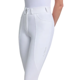 White riding pants with a visible brand logo on a white background