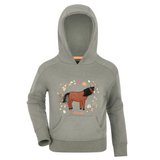 Green hoodie with horse design on a white background