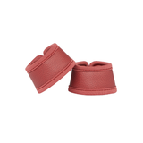 LeMieux AW26 Toy Pony Over Reach Boots Variant Colour Russet. A pair of toy pony leg wraps in russet red colour on white background.