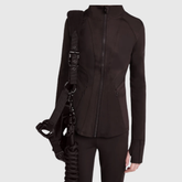 Black jacket with head collar on a white background