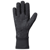 Roeckl Warwick 2 Jnr Variant Black. A single black winter glove with a textured hexagonal grip pattern on the back of the hand and a ribbed knit cuff, shown against a plain white background.
