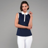 Toggi Ladies Haymarket Sleeveless Polo Shirt in Navy/White