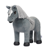 LeMieux AW26 Toy Pony Variant Colour Smokey. A plush toy pony, grey colour with grey wool mane and black feet on white background.