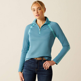 Ariat Ladies Sunstopper 3.0 1/4 Zip Baselayer in Storm Blue