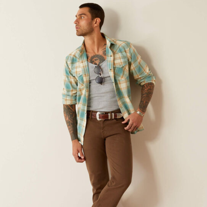 Ariat Mens Hardin Retro Fit Shirt in Turquoise