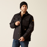 Ariat Mens Rebar Duracanvas Sherpa-Lined Coat in Black