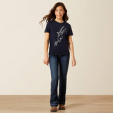 Ariat Youth Hay Girl Short Sleeve T-Shirt in Classic Navy