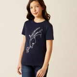 Ariat Youth Hay Girl Short Sleeve T-Shirt in Classic Navy