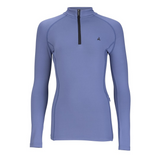 Blue long-sleeve base layer with a zipper on a white background