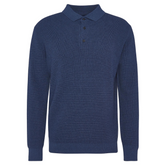 Barbour Mens Holt Waffle Knitted Polo Shirt in Oceana