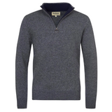 Grey Barbour knitted jumper with a brand label on a white background