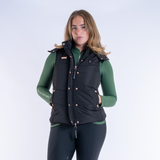 Blackfort Amara Puffer Hooded Gilet in Black/Rose Gold