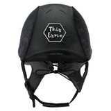 Black helmet with 'This Esme' logo on a white background