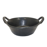 Black rubber feed skip with two handles.