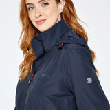 Logo detail on the Dubarry Ladies Capeclear Waterproof Jacket in Navy