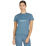Woman Wears Eskadron Classic Sports T-shirt in Steel Blue