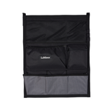 Hanging storage pockets in black with grey lower pockets and LeMiuex branding on a white background