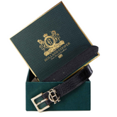 Holland Cooper Slim Logo Belt in Black Croc