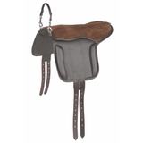 Small pony saddle on white background