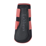 Black and red equestrian leg boots with 'LeMieux' branding on a white background