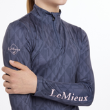 LeMieux Young Riders Clea Base Layer in Dusk Blue arm logo detail