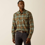 Men's Henry Retro Fit Shirt in Dark Green