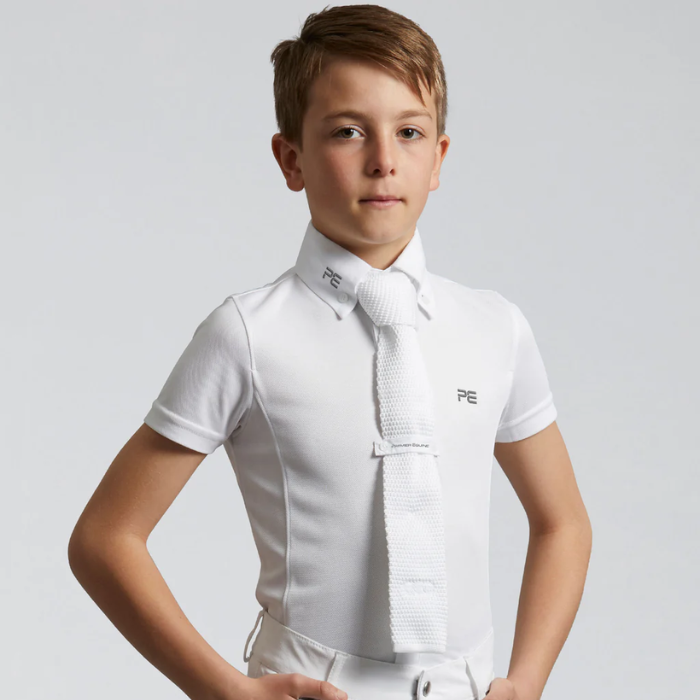 Premier Equine Mini Antonio Boy's Short Sleeve Show Shirt in White