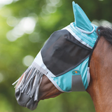 Shires Deluxe Fly Mask With Nose Fringe in Green
